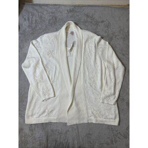 Quacker Factory 2X Ivory Snowflake Sequin Cardigan Sweater w/ Attached Tank